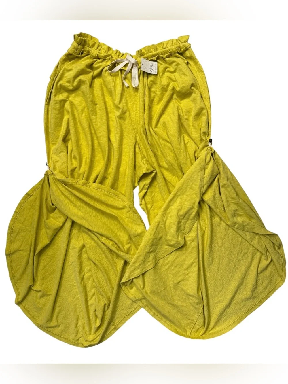 NWT! Free People Elara Cotton Pants Flowy Boho Yellow Jasmine L